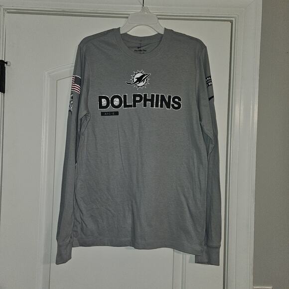 Nike Tee Dolphins Salute To Service Men's Long Sleeve Size Small - Picture 1 of 11